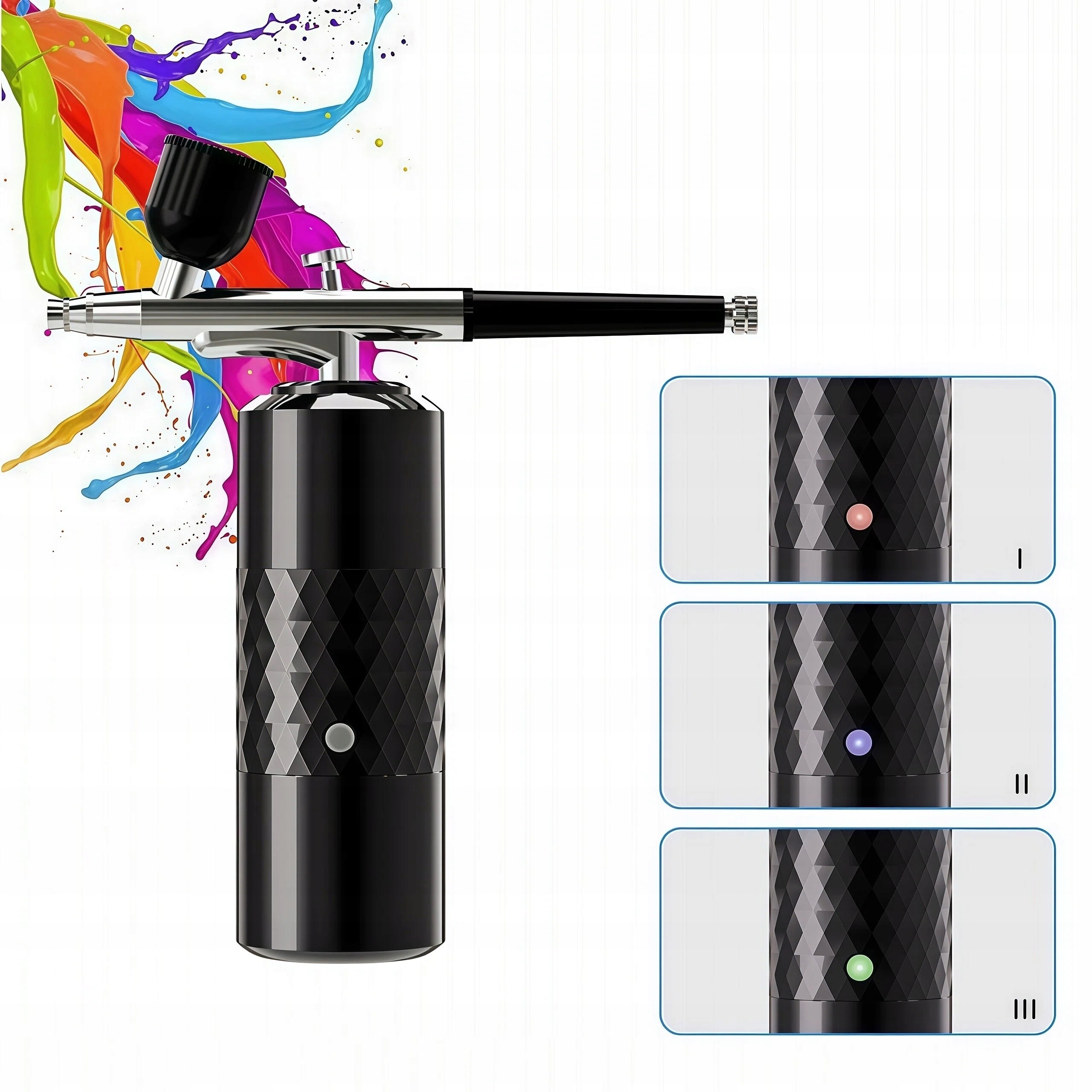 Bezdrátový airbrush set s kompresorem, černé zbarvení