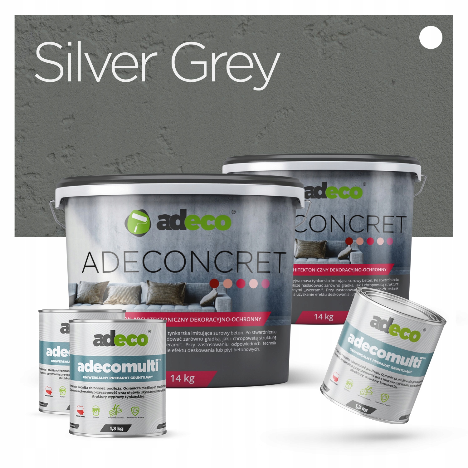 Dekorativní beton Silver Grey šedý sada na 15 m2