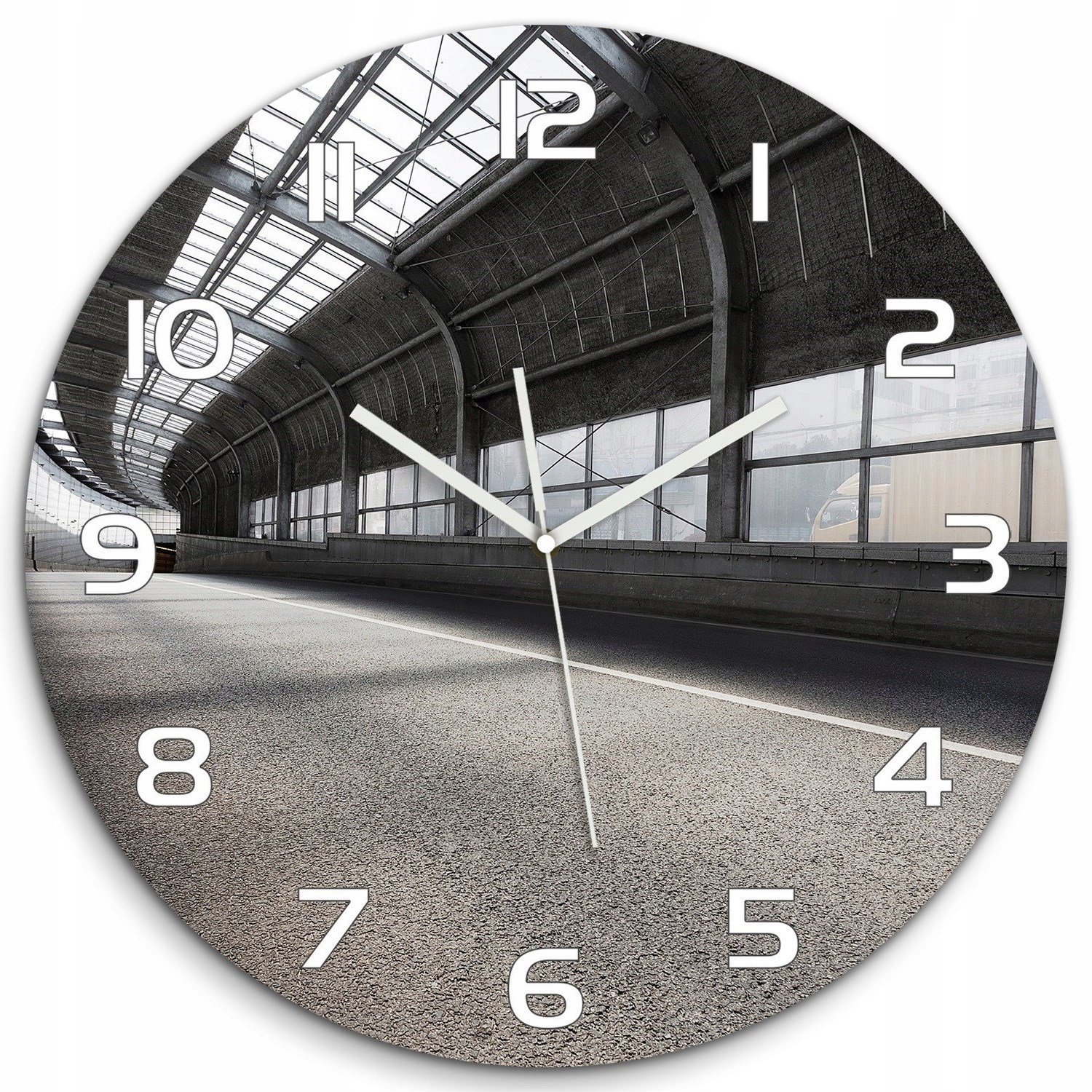 

Zegar ścienny ze szkła, duży Droga w tunelu fi 60