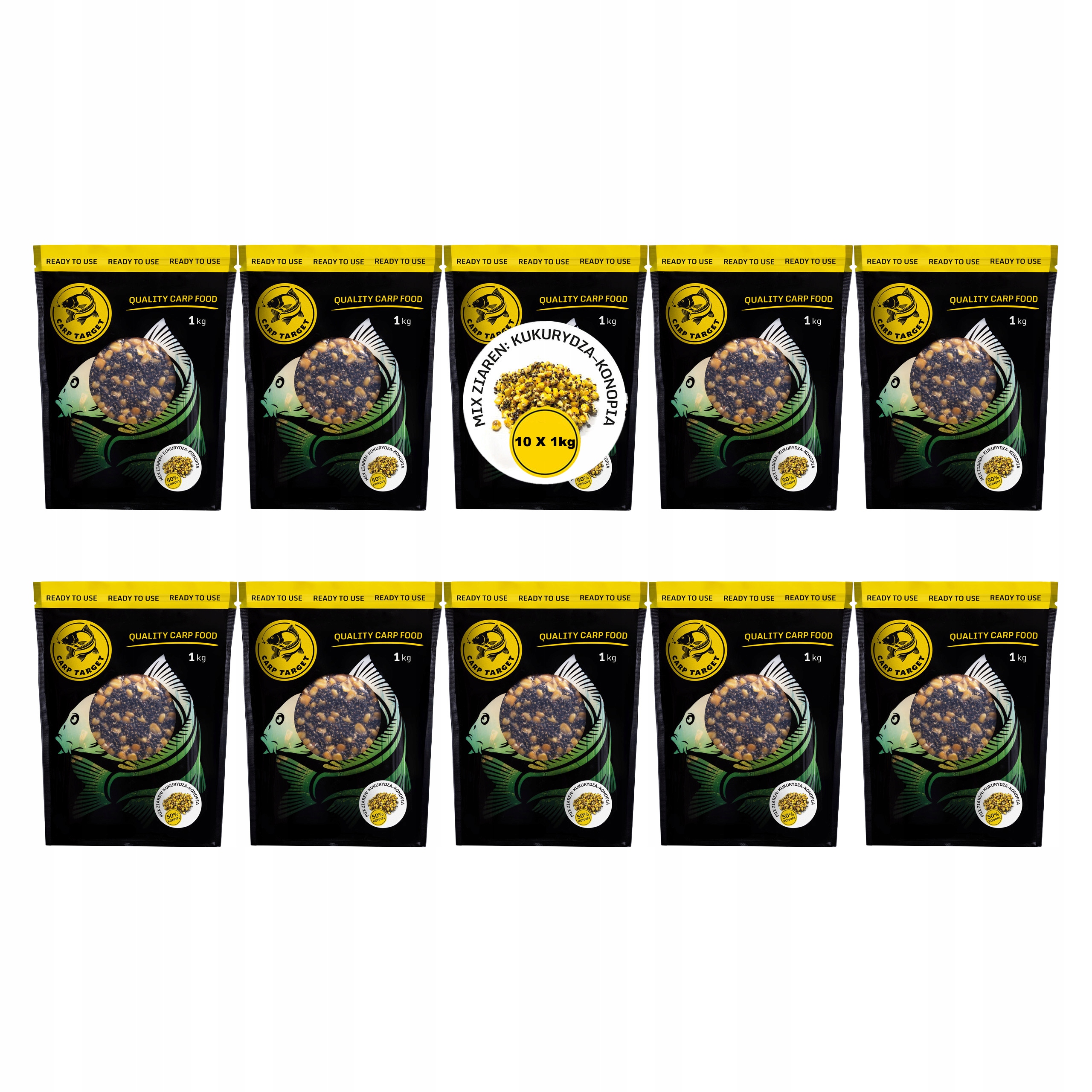 Kukuřice Konopná MIX zrn Hotová Návnada 10 kg (10 x 1 kg)