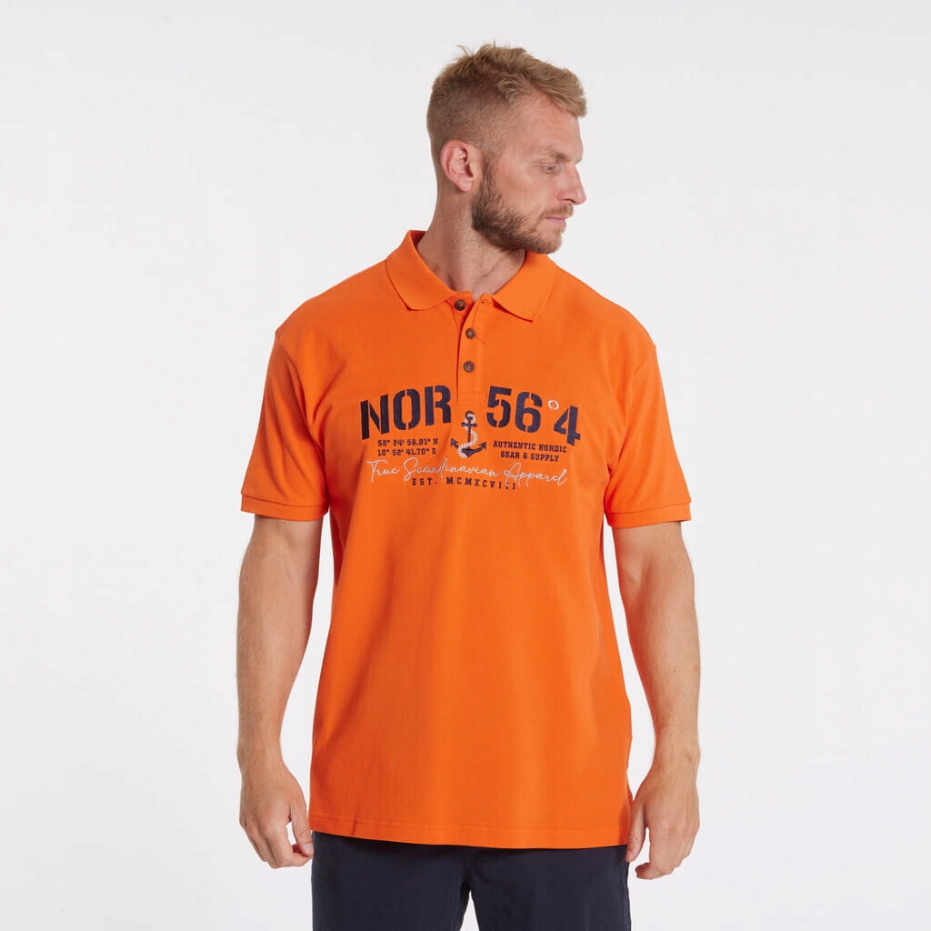 Tričko Pánské Polo Oranžové 41141 North 56°4 Velké velikosti