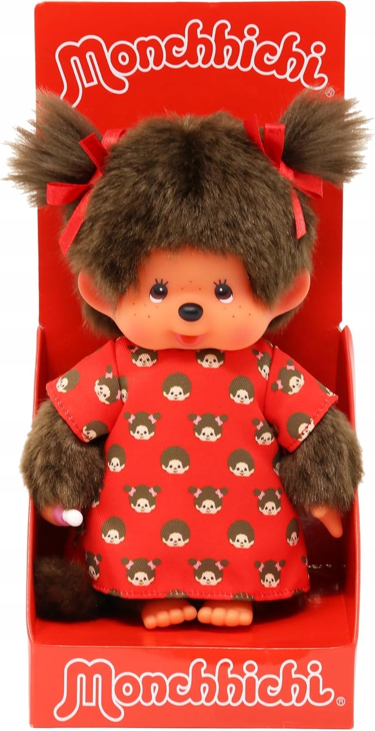 Monchhichi 221295 Małpka dziewczynka w czerwonej sukience 20 cm