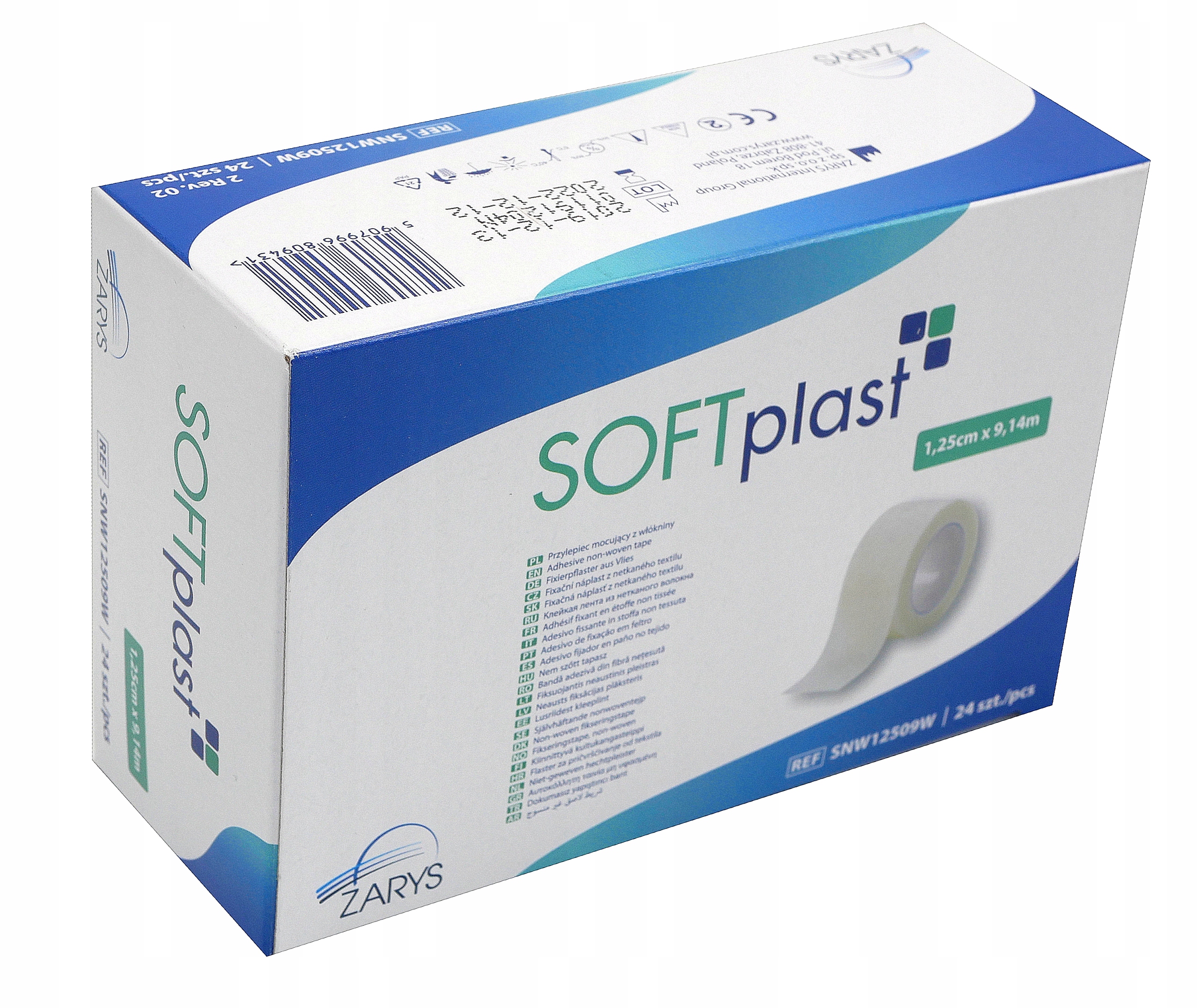 

Plaster Włókninowy przylepiec 9m x1,25cm 24 sztuki