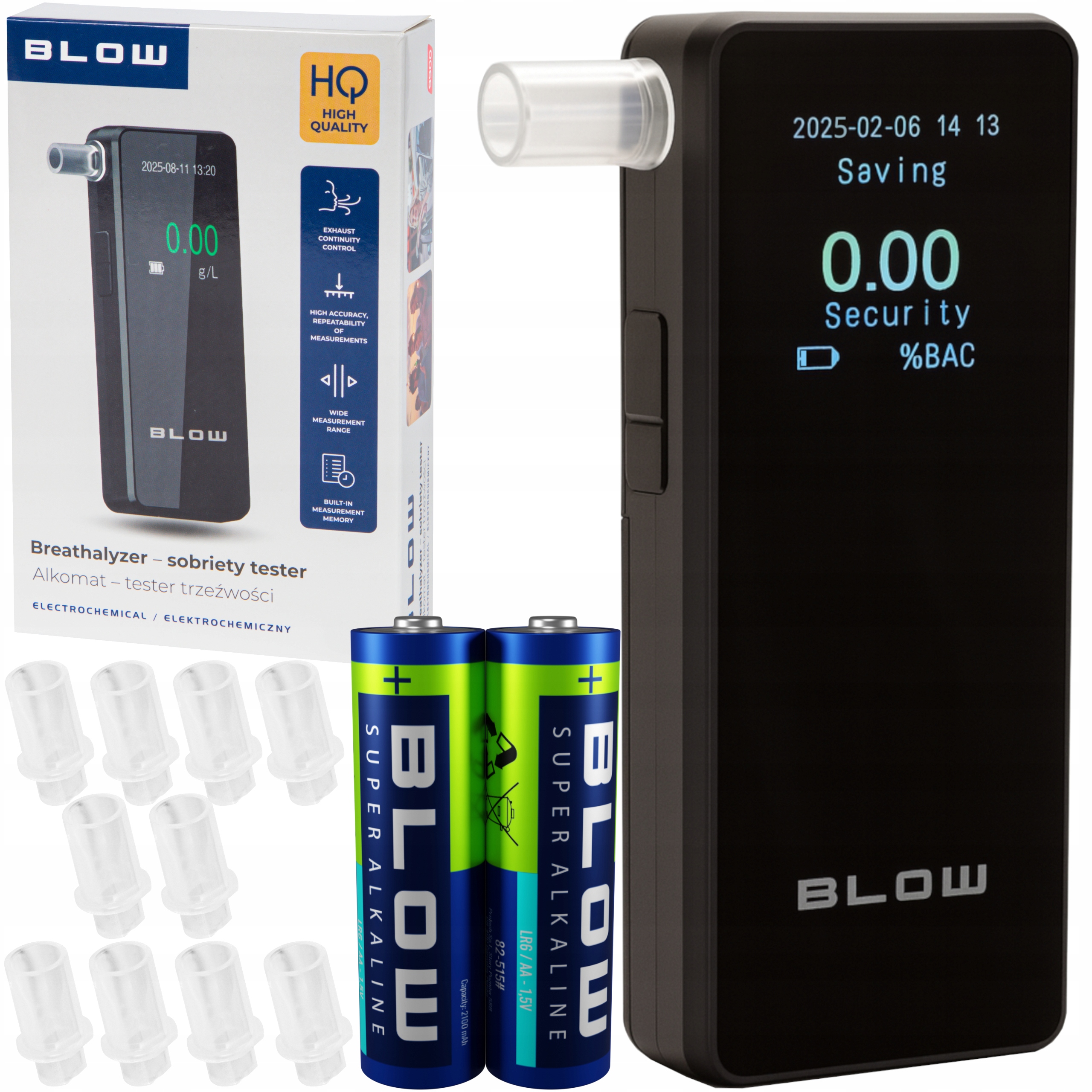 Elektrochemický Policejní Alkoholtester S Přesnou Kalibrací 10 Náustků