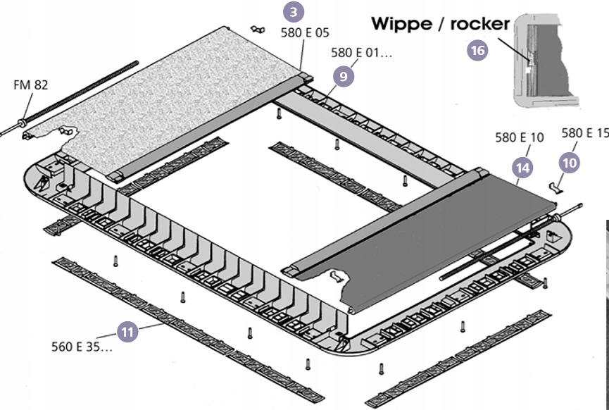 Zamknięcie blokada zatrzask okna Heki 2 Dometic Numer katalogowy części 209/649