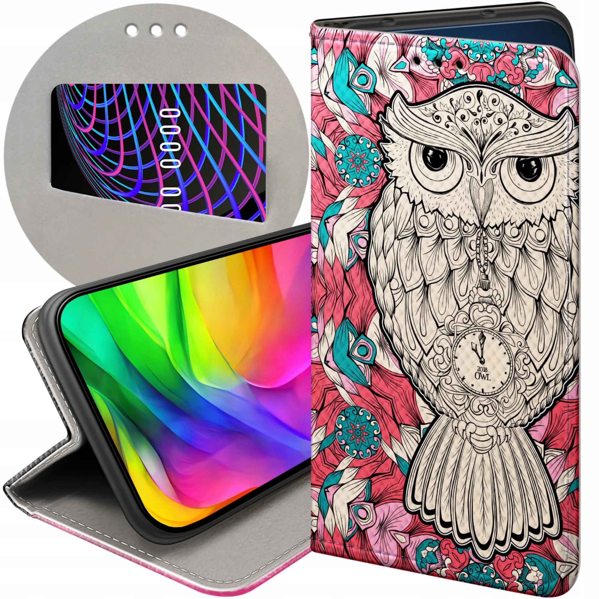 Etui Z Klapką Do Oppo RENO12 5G Sowa Sówka Sowy Futerał Pokrowiec
