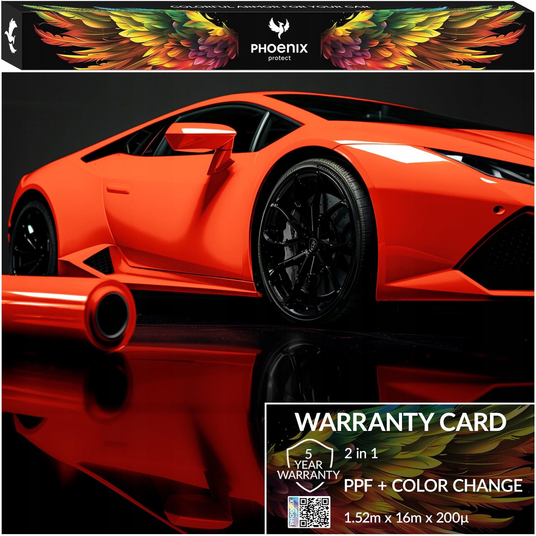 Farebná fólia Ppf Phoenix Protect Zmena farby auta Gloss Lava Orange