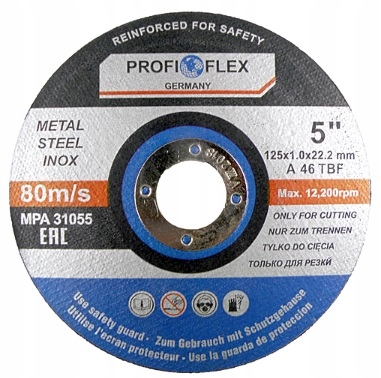 

Tarcza cięcia metalu Inox stali 125 x 1,0 mm