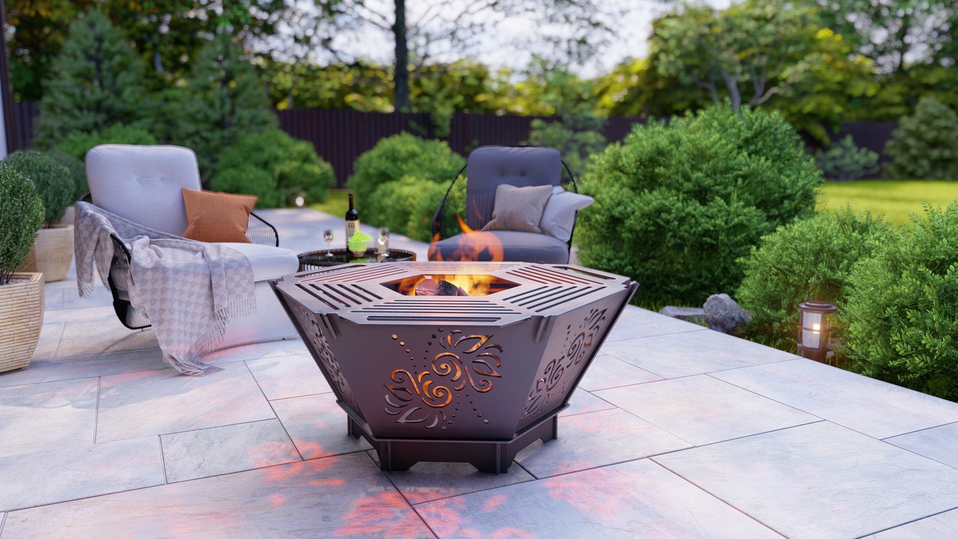 Palenisko ogrodowe, Kociołek, Grill Nowoczesne Blacha 3mm Aż 76CM Mocne, Kw