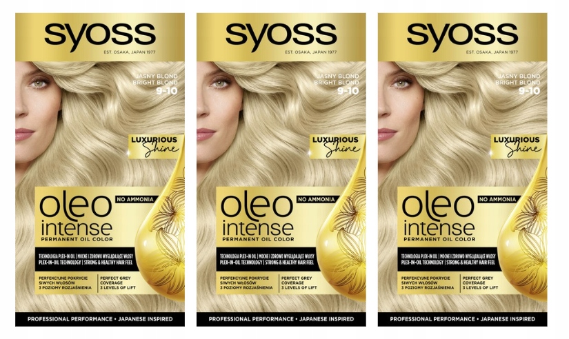 3 x Syoss Oleo Intense Farba do Włosów 9-10 Jasny Blond