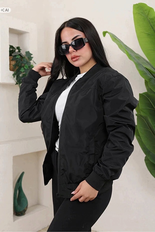 Černá Mládežnická Bunda Bomber Z Hladké Tkaniny, Velikost XL 5IA