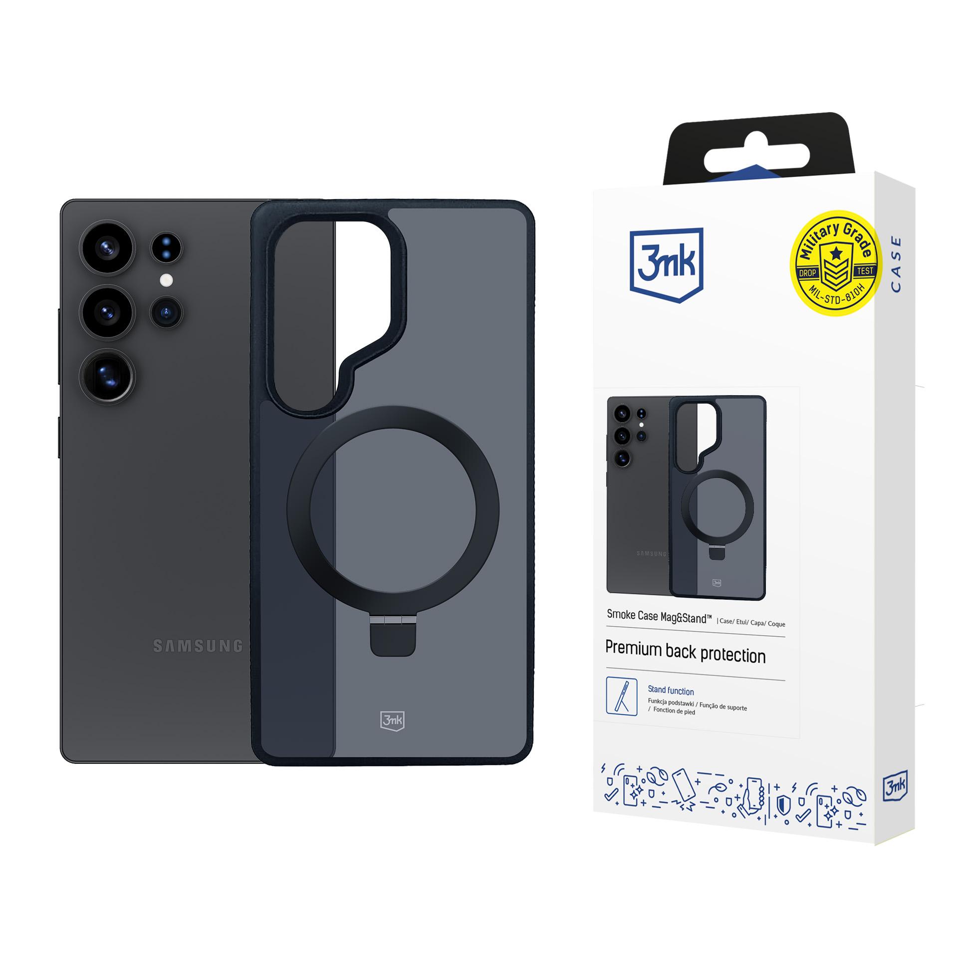 Pouzdro zadní kryt s MagSafe na Samsung Galaxy S25 Ultra 3mk Smoke Case Mag&Stand