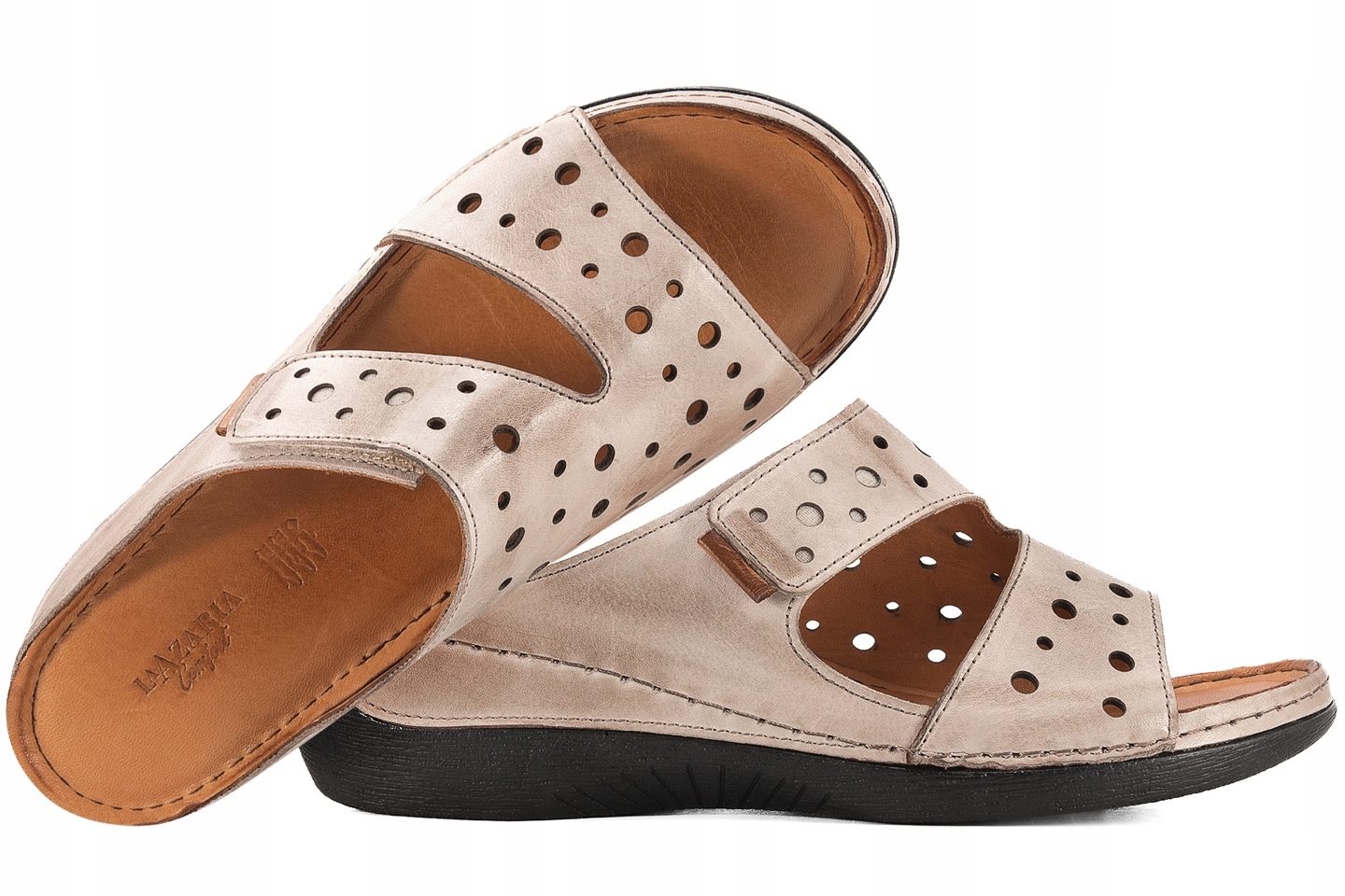 LaAzaria 5452 Ažurové Nazouváky Letní Dámské Na Klínku Kůže 36 Šedá