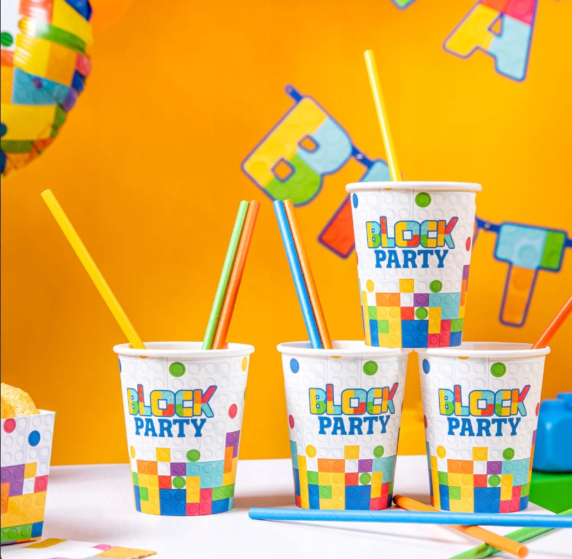 Kubeczki papierowe KLOCKI kolorowe urodzinowe x6 Marka PartyPal