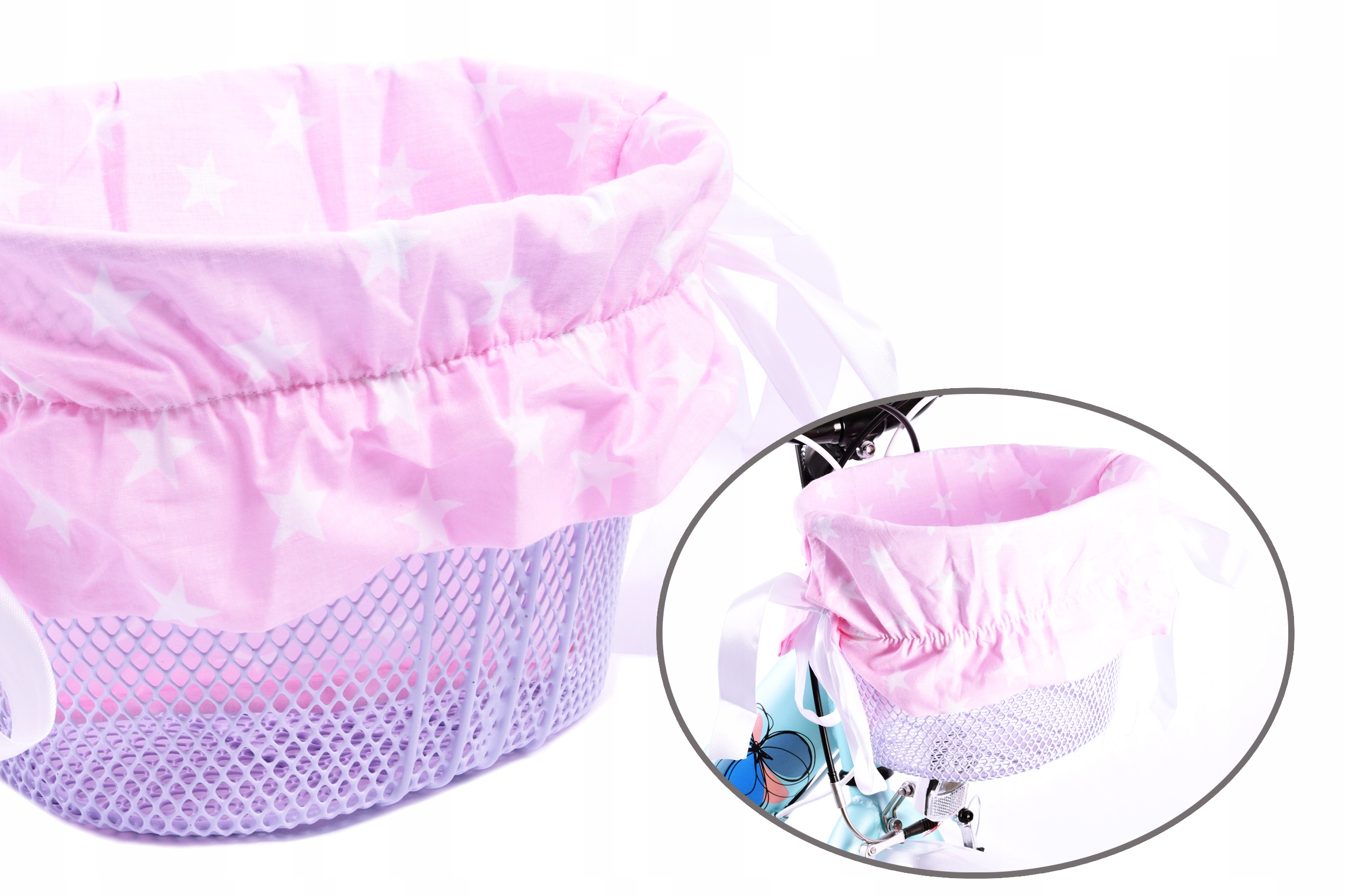 

Koszyk Dziecięcy Metal Biały 12-24' Wkładka różowa