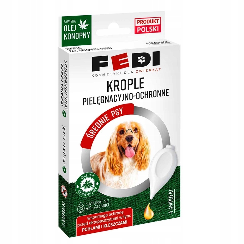 

Fedi Krople na pchły kleszcze 4×2,5ml śr. psy koty