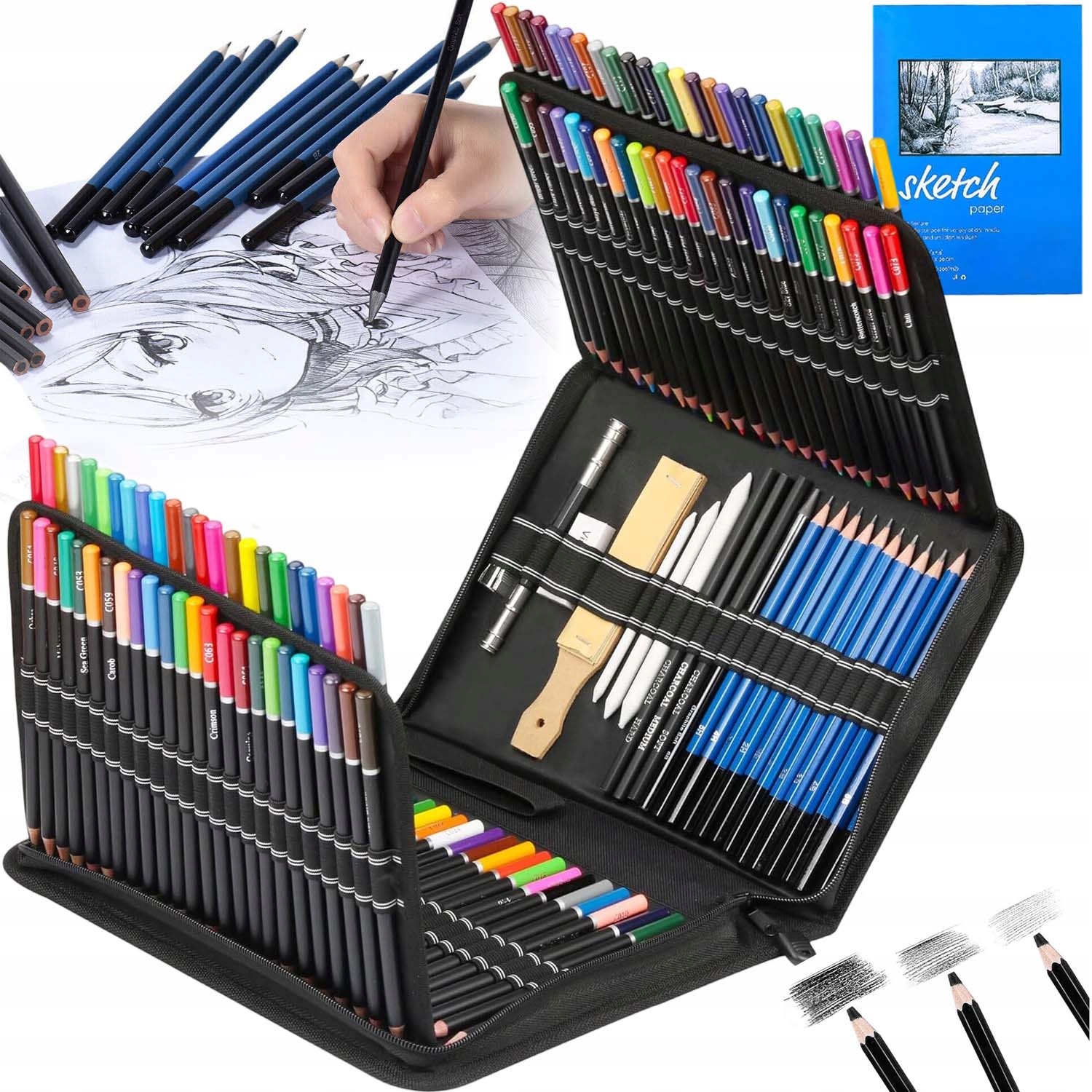 Pastelky Profesionální Sada Na Kreslení Pastelek 120 Kusů 145 Dílků