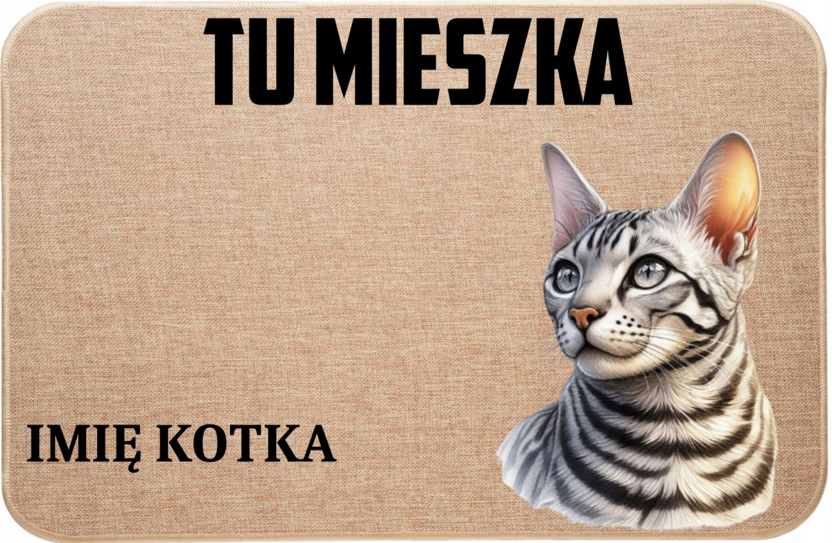 Lněná Vstupní Rohožka S Kočkou Zde Bydlí Jméno Kočička Prémiová Kvalita