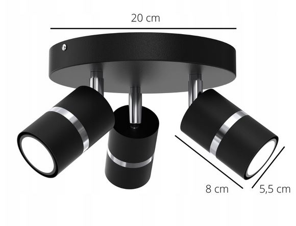 LAMPA SUFITOWA PLAFON KOŁO REGULOWANY CZARNY LED Marka inna