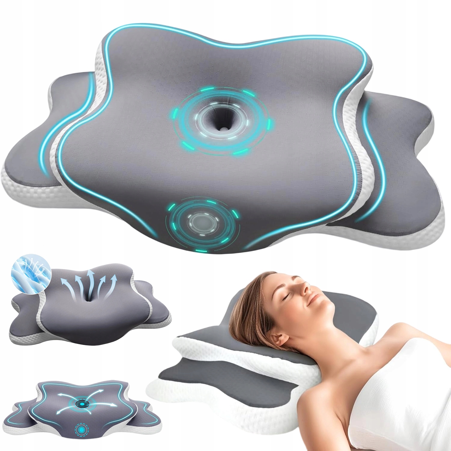 Poduszka Ortopedyczna Ergonomiczna Pianka Memory Ból Szyi 5 Stref Podpory