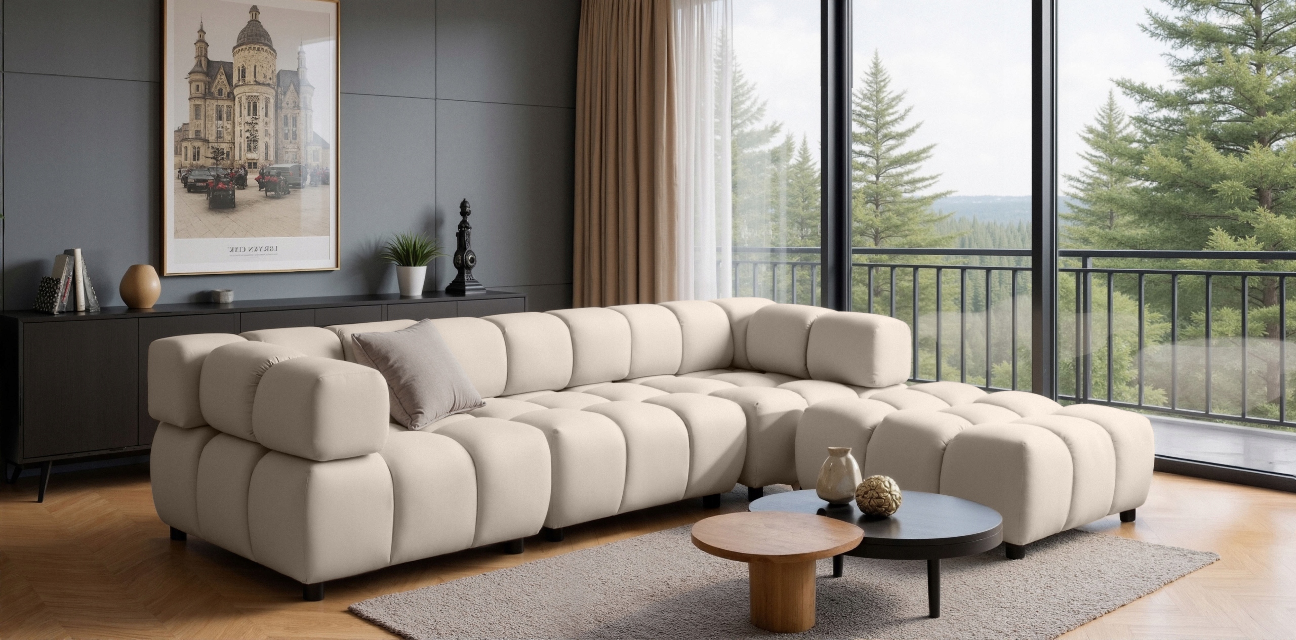 Moderní stylový Rohová Sedací Souprava Bollo