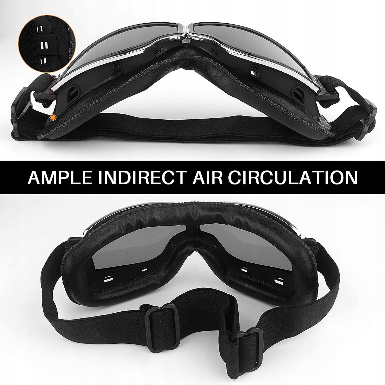 GOGLE MOTOCYKLOWE VINTAGE PILOT SKÓRZANE OKULARY Model MT031