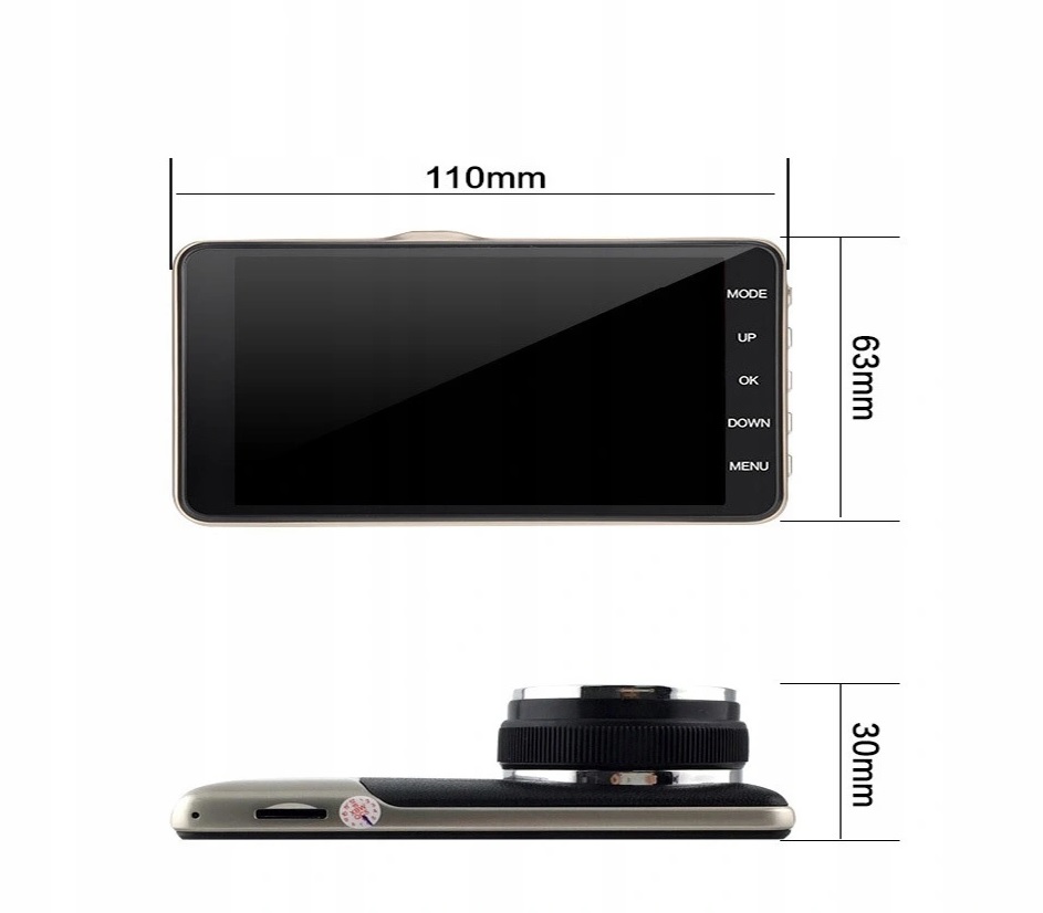 WIDEOREJESTRATOR HD KAMERA COFANIA POLSKIE MENU Additional Features camera automatic start motion sensor shock sensor two cameras reversing camera sound recording display