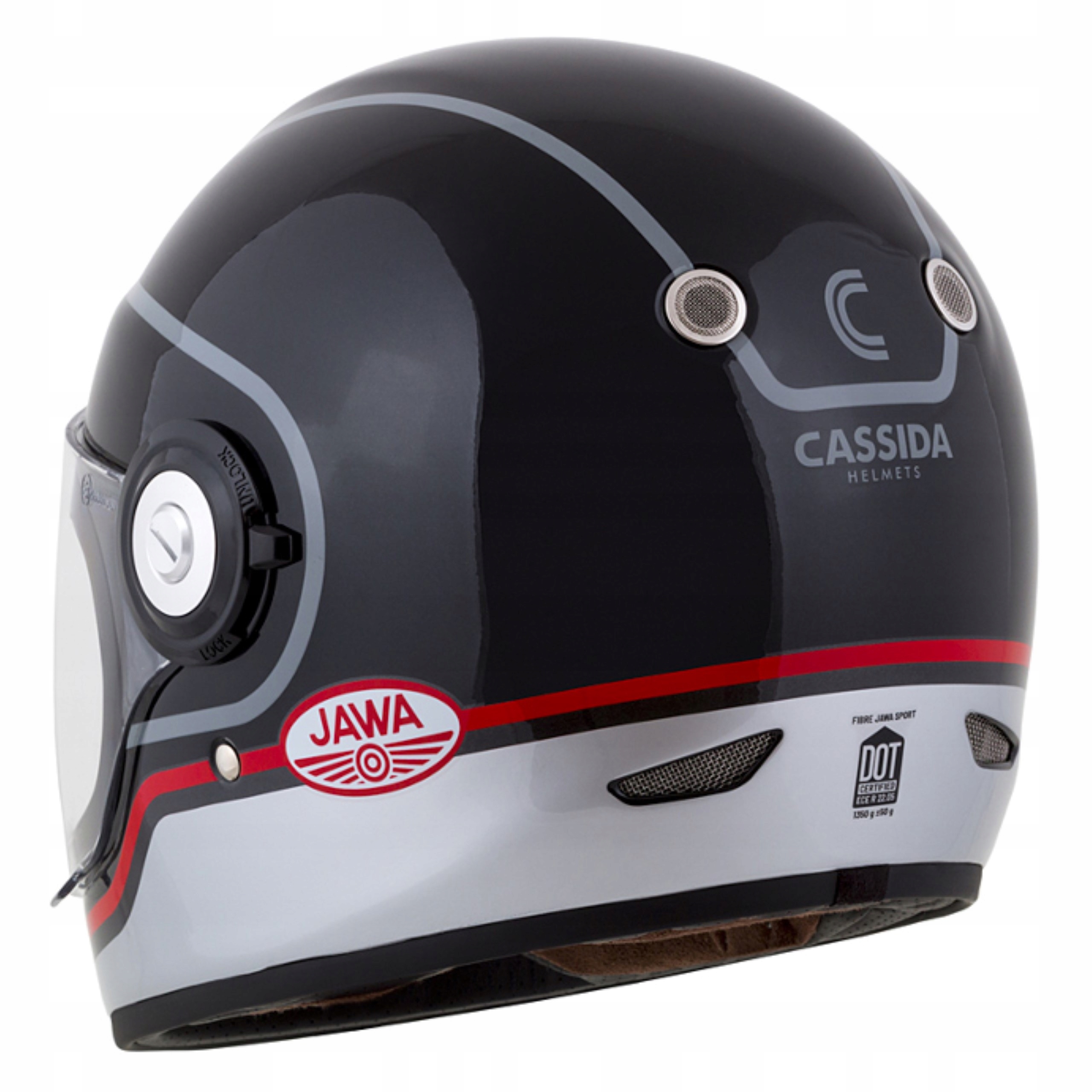CASSIDA KASK MOTOCYKLOWY FIBER JAWA SPORT RED XS Rozmiar XS