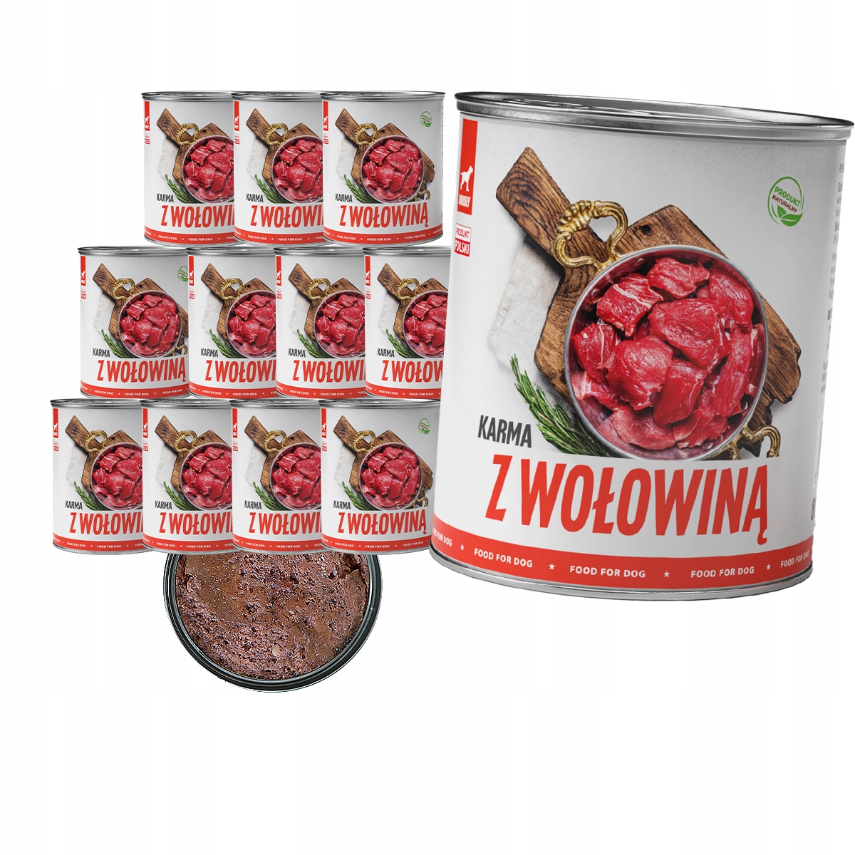 Levně Vlhké Krmivo Pro Psa TufTuf Melounová konzerva s hovězím masem Set 12 x 800 g