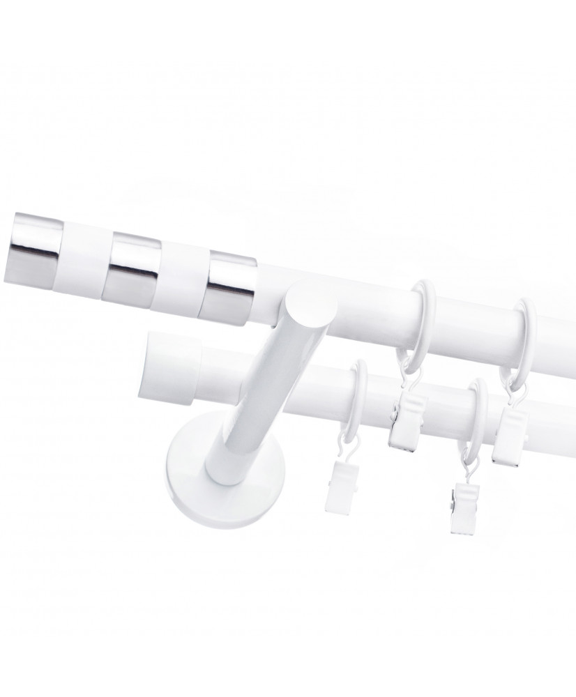 

Karnisz Nowoczesny Biały Podwójny Fi 19+19mm 240cm