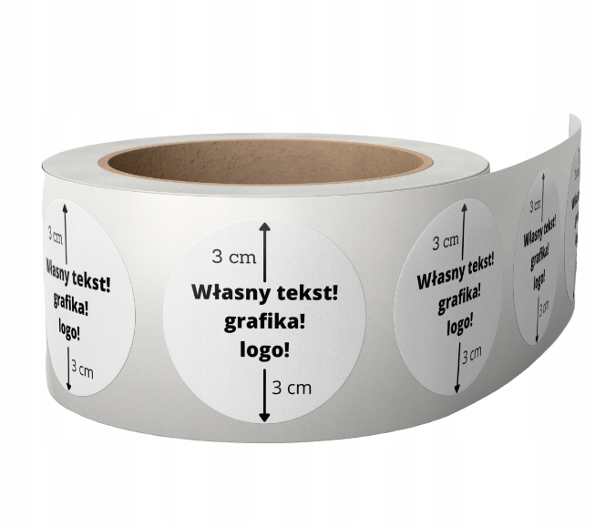 

Naklejki Twój Tekst Logo etykiety 200 szt Fi 3 cm