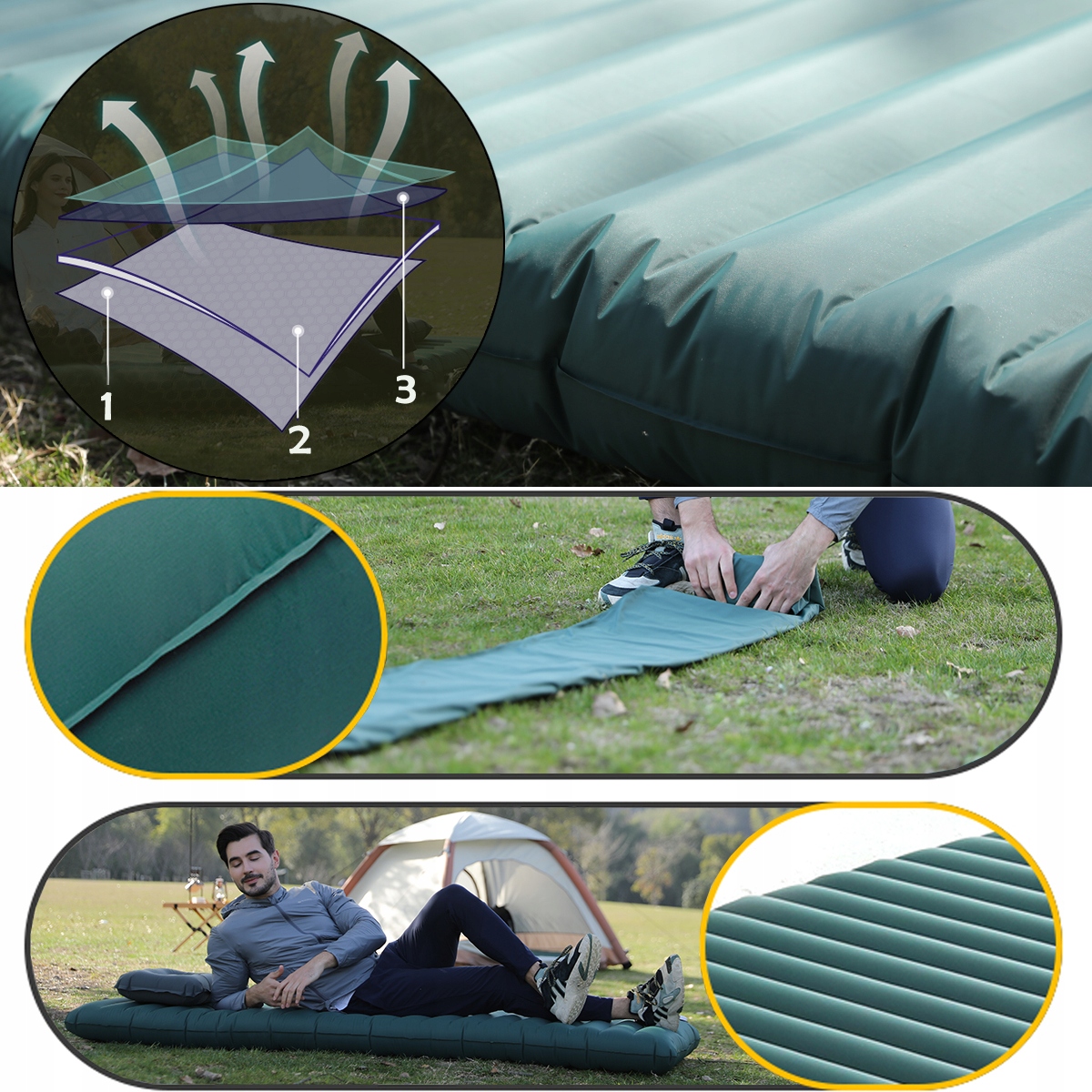 MATERAC DMUCHANY z pompką samopompującą AEROGOGO Grubość 14 cm