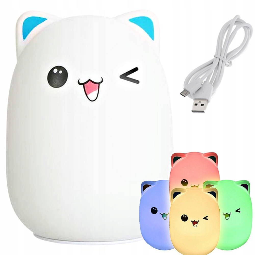 

Lampka Nocna Dla Dzieci Led Kot Kotek Rgb Dotyk