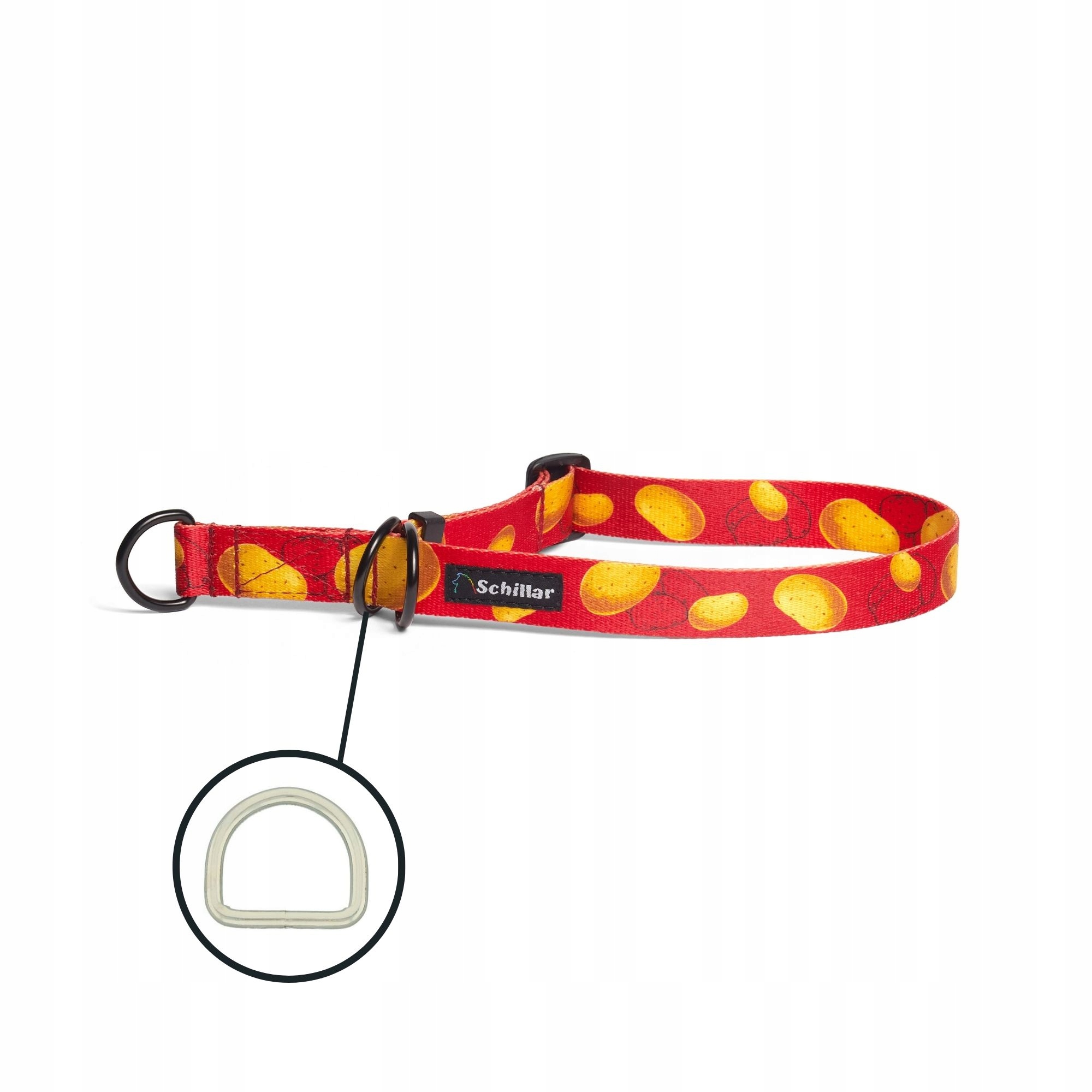 Levně Polostahovací obojek pro velkého psa červené brambory kartofle L XL 40-60cm