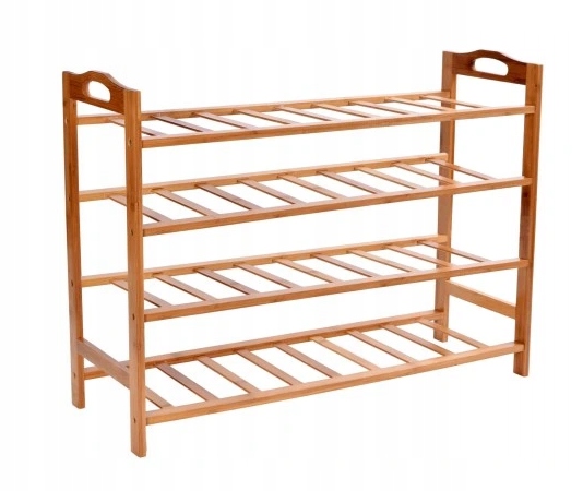 PÓŁKA SZAFKA NA BUTY REGAŁ BAMBUSOWY 4 PÓŁKI ORGANIZER DREWNIANY