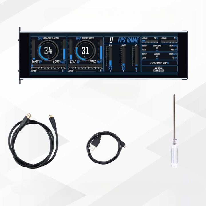 GeeekPi 12.6 cala Monitor dotykowy LCD 1920x515 10pkt dotyk Ips Głośniki