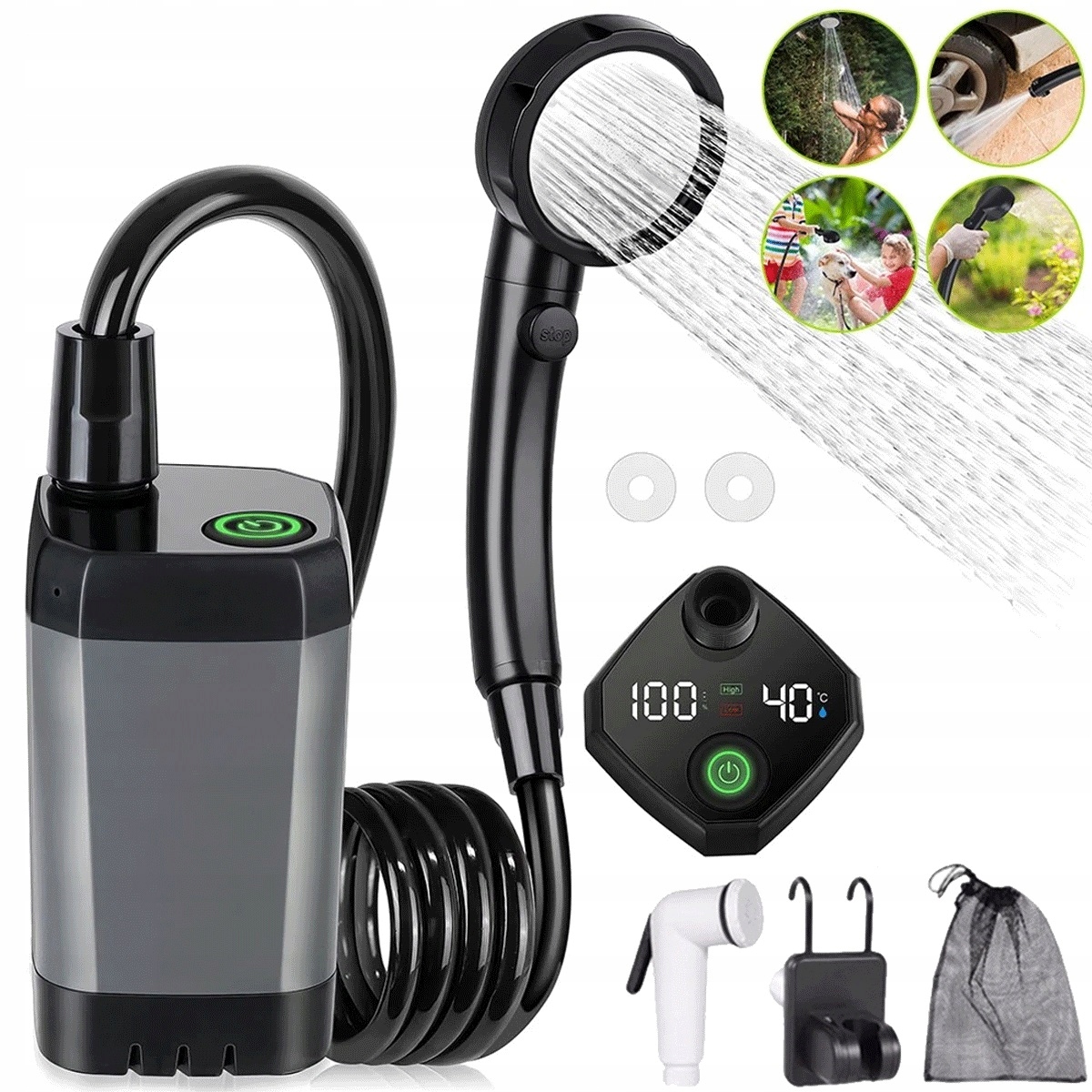 Cestovní sprcha s inteligentním displejem a regulací proudu