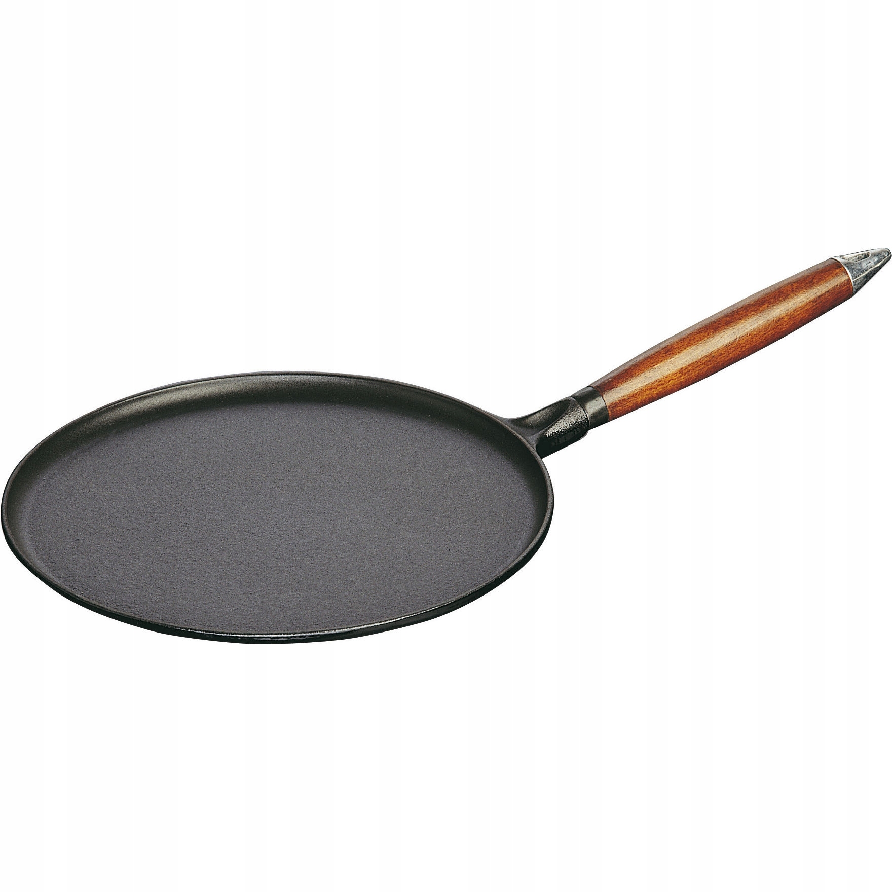 Panvica na palacinky Staub 28 cm smaltovaná liatina, drevená rukoväť