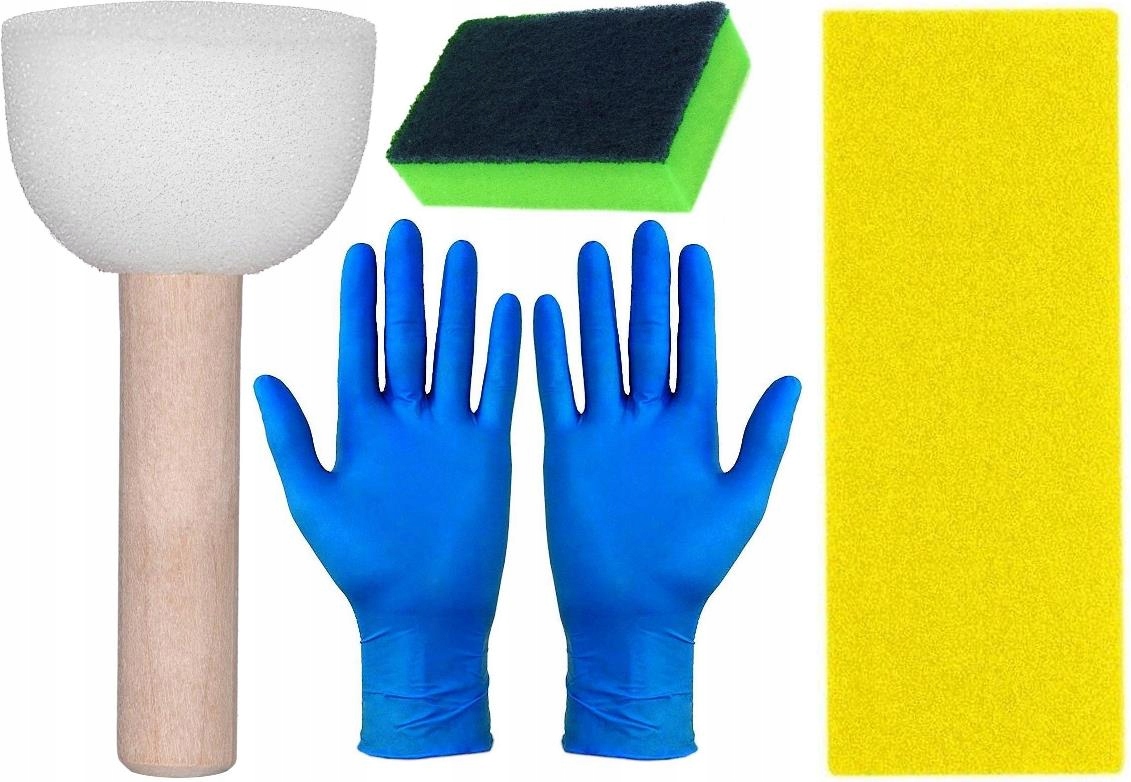 ZESTAW Pędzel Gąbka Rękawiczki Papier ścierny AKCESORIA DO RENOWACJI SKÓRY