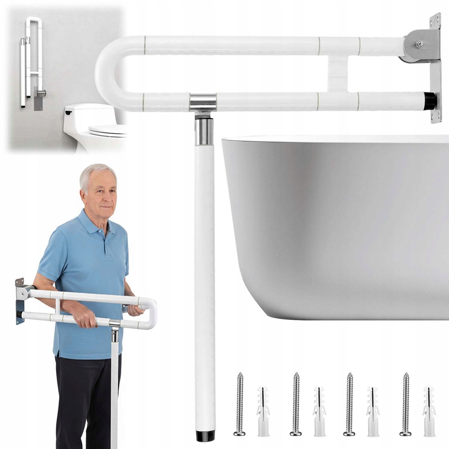 Uchwyt Łazienkowy Poręcz Dla Niepełnosprawnych Pod Prysznic Antypoślizgowe