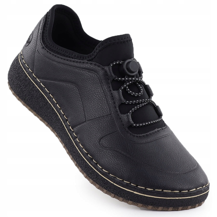 Dámské kožené polobotky na vyvýšenině černé Rieker 50960-00 39