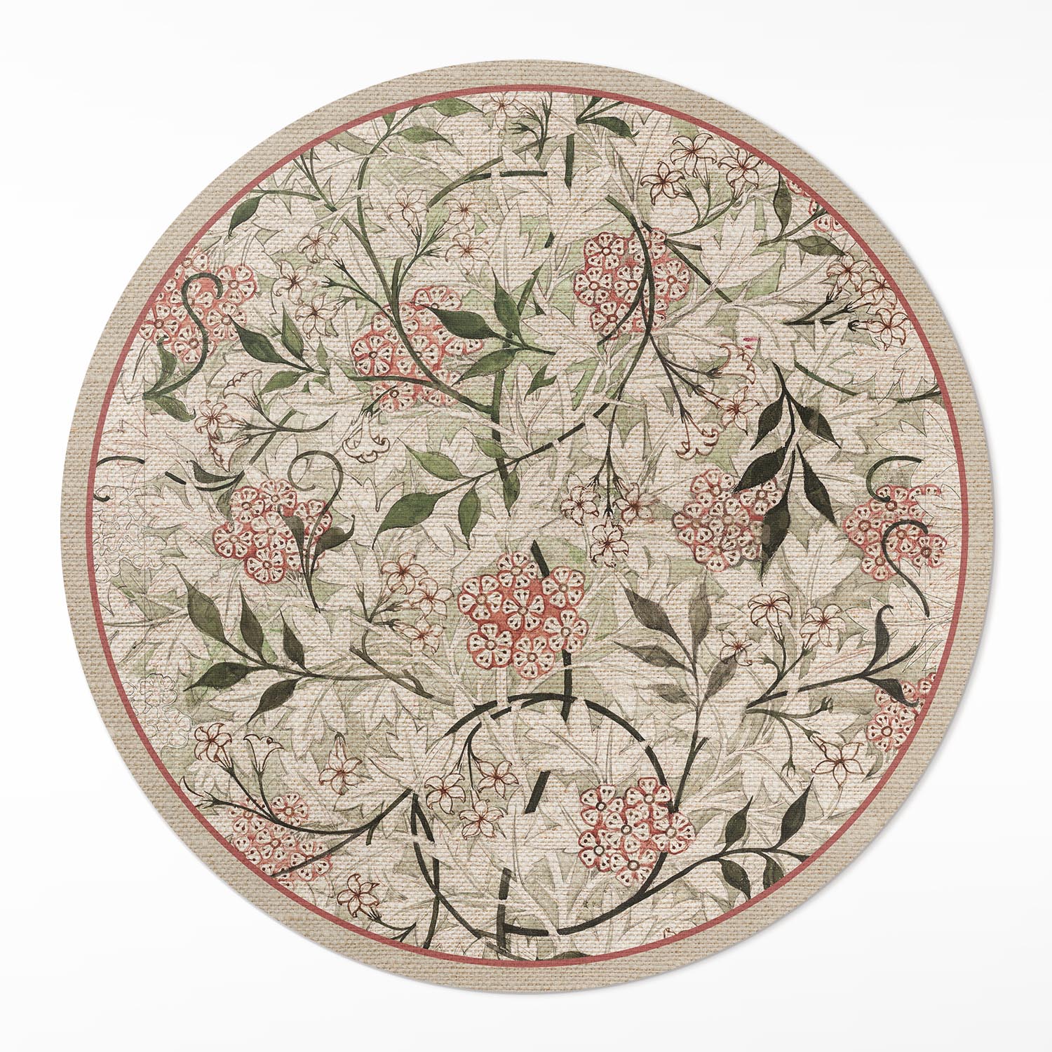 Dekoratívny okrúhly vinylový koberec Loftový Jemná boho vegetácia ⌀ 110 cm