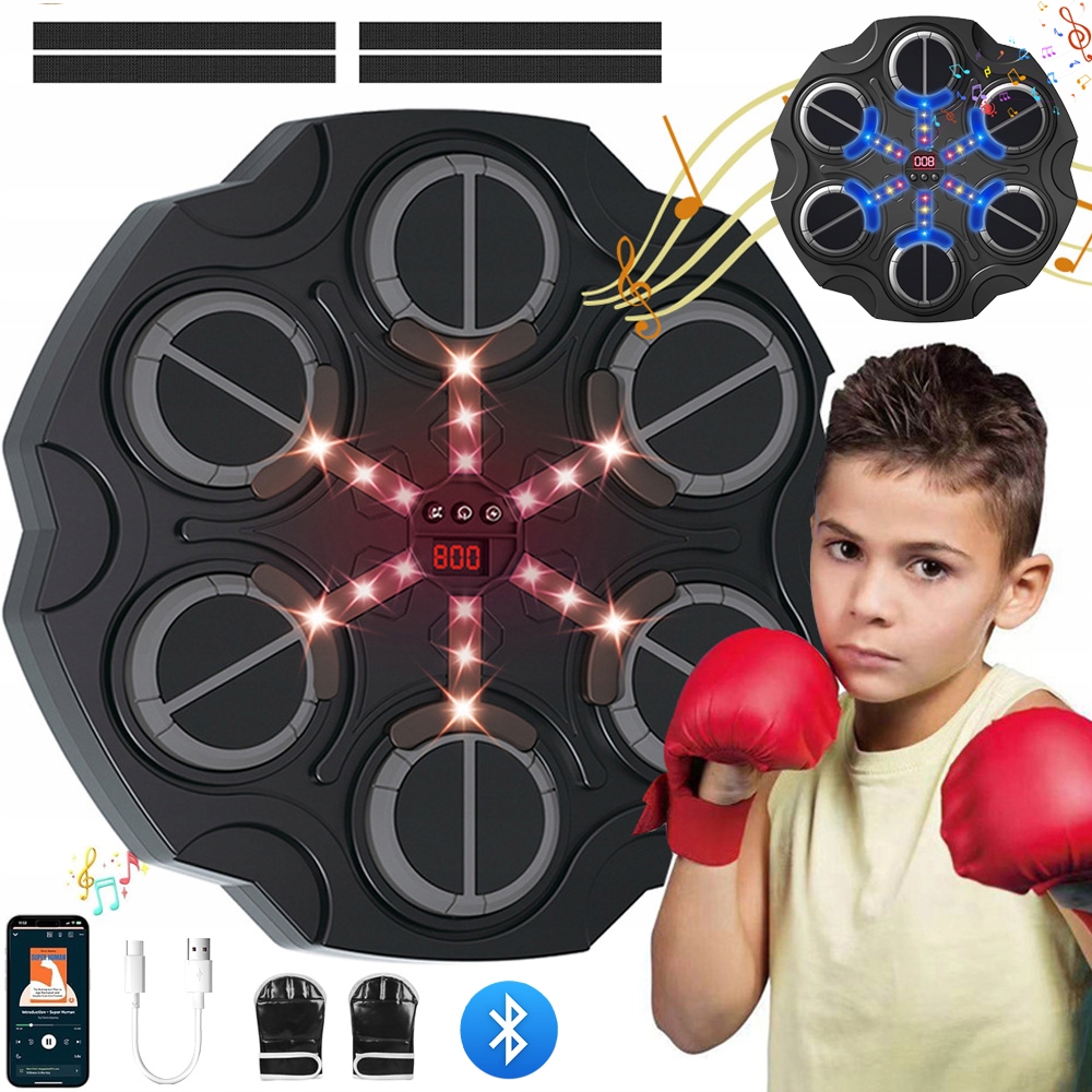Tarcza Bokserska Muzyczna Bluetooth Usb 3 Prędkości Rękawice Bokserskie