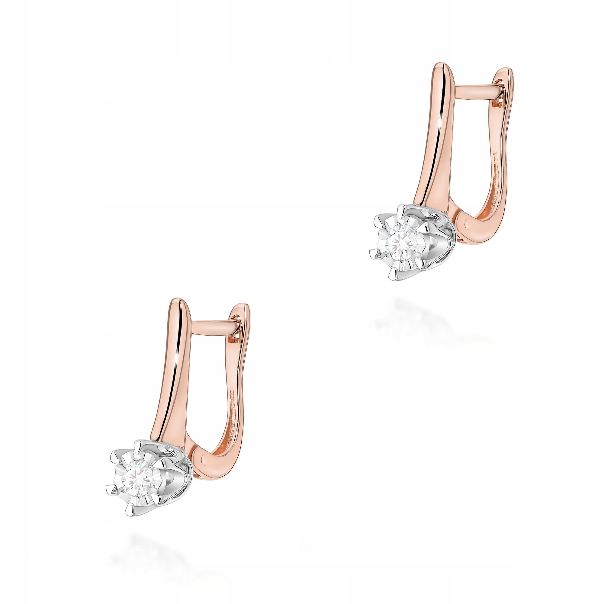 Zlaté náušnice 585 s diamantem, růžové zlato k narozeninám, elegantní dámské