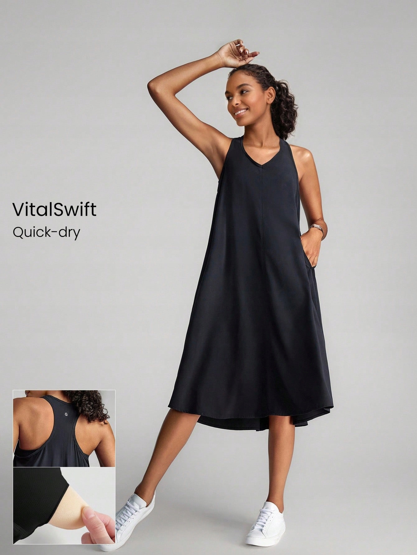 Oversize Rychleschnoučí Černé Zářivé Sportovní Tréninkové Šaty Xs 34