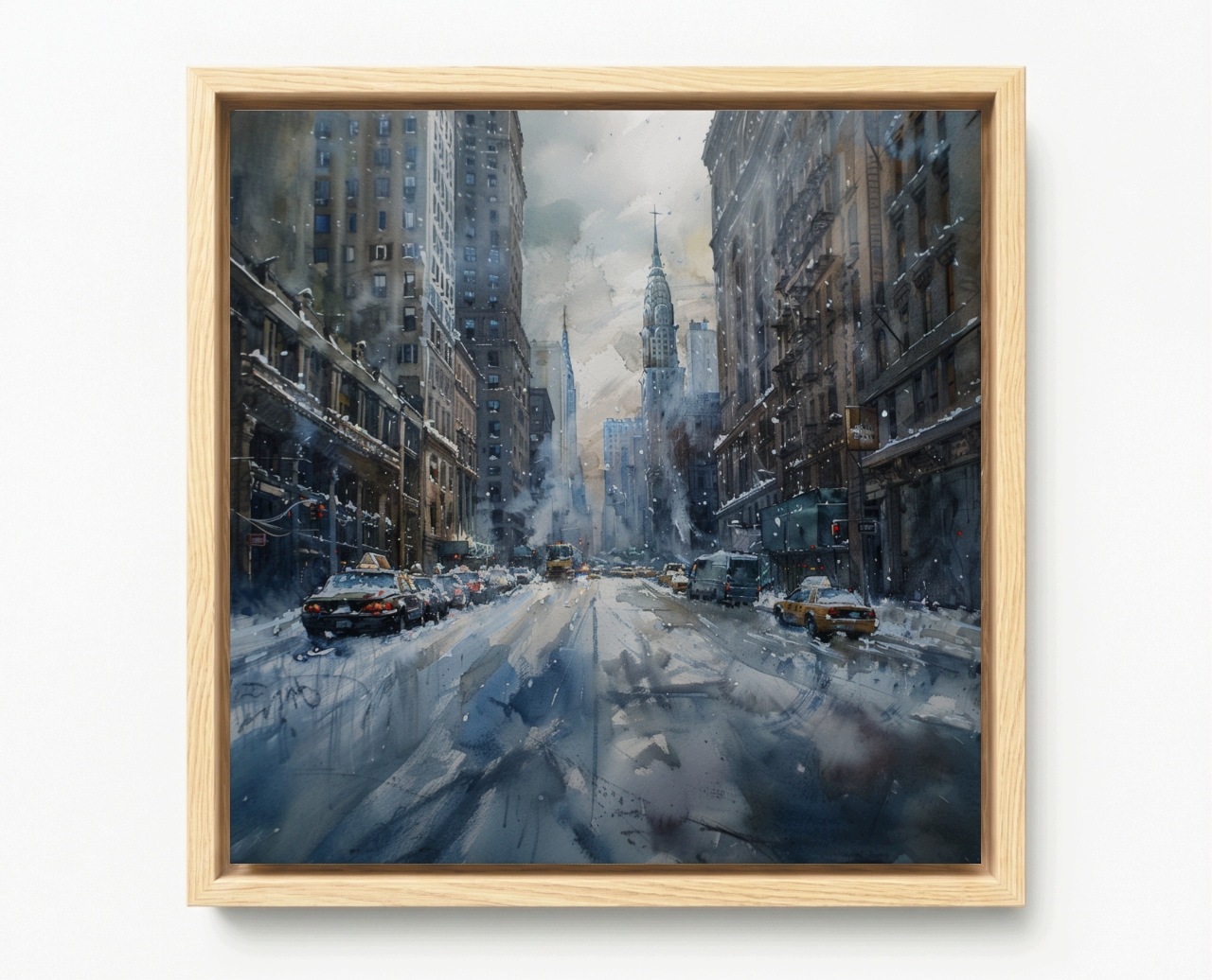 Obraz Rám American Box Město New York Manhattan Ulice Zimní Sníh 60x60