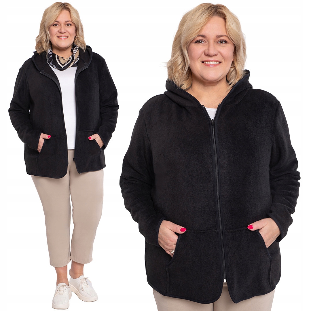 Jednoduchá černá mikina z fleecu 48