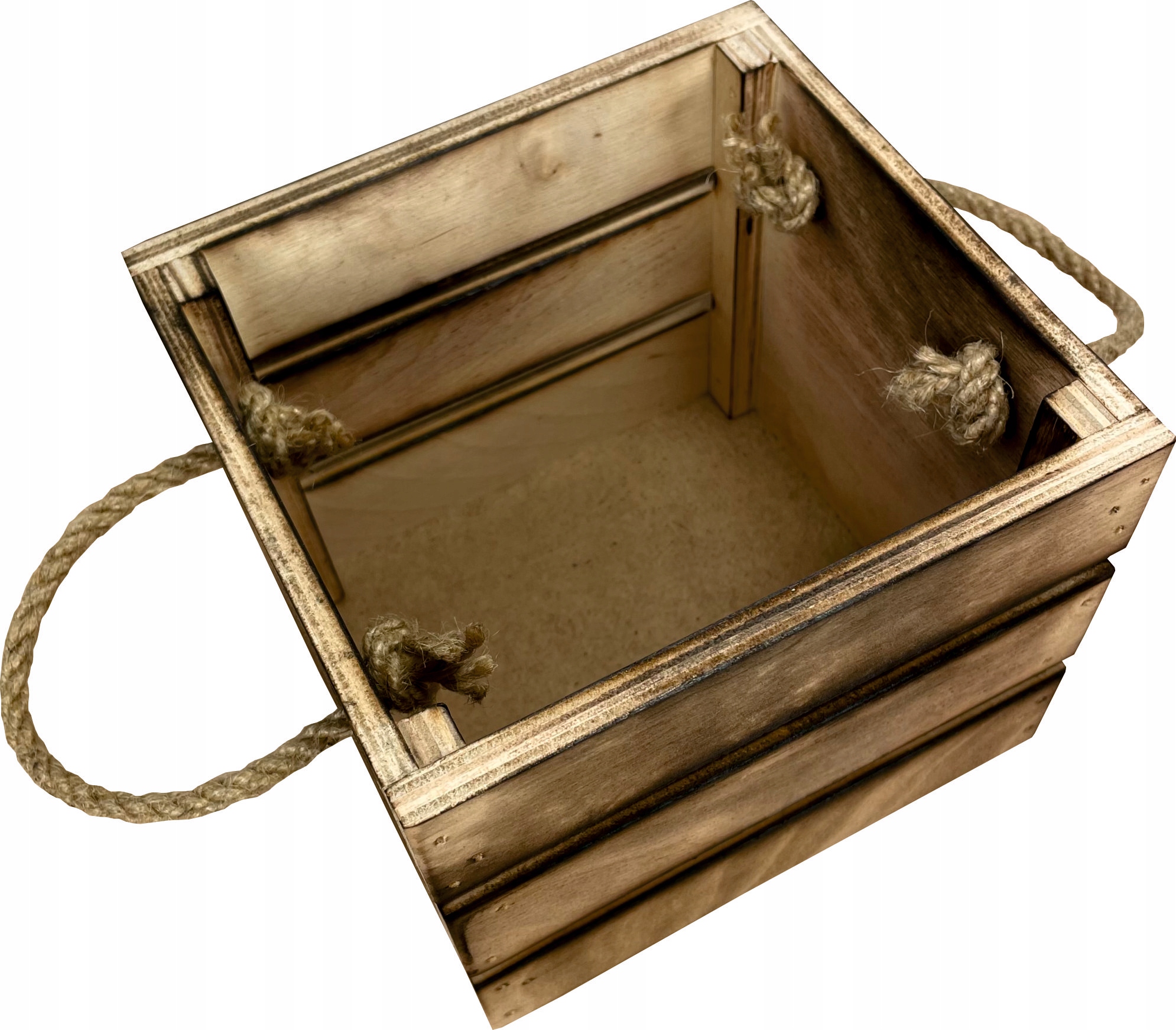 SKRZYNECZKA RETRO OPALANA KWIATEK ZIOŁA DOM OGRÓD Wysokość 13 cm