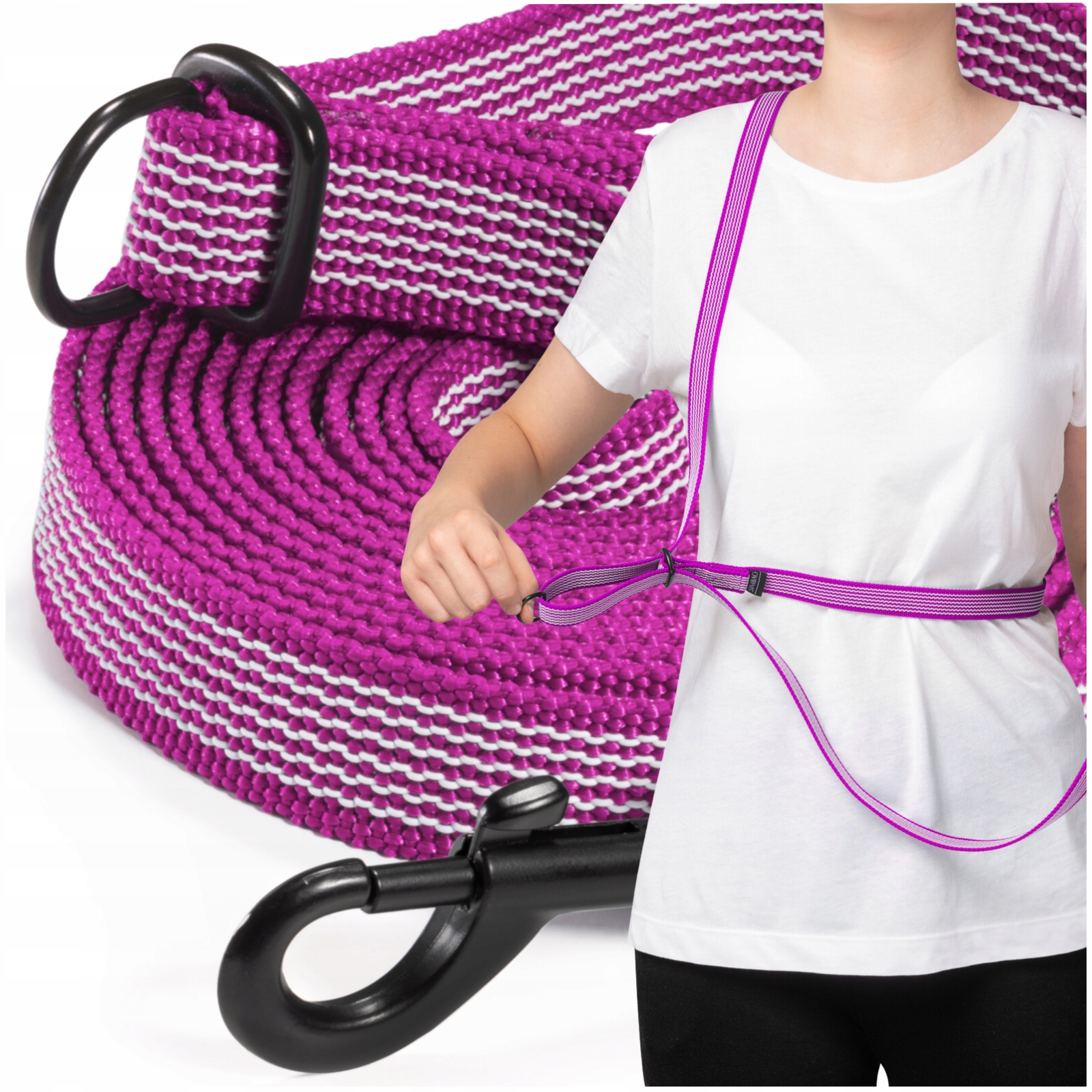 Smycz 3m płynna regulacja długości antypoślizgowa mocna Simbao Runcity