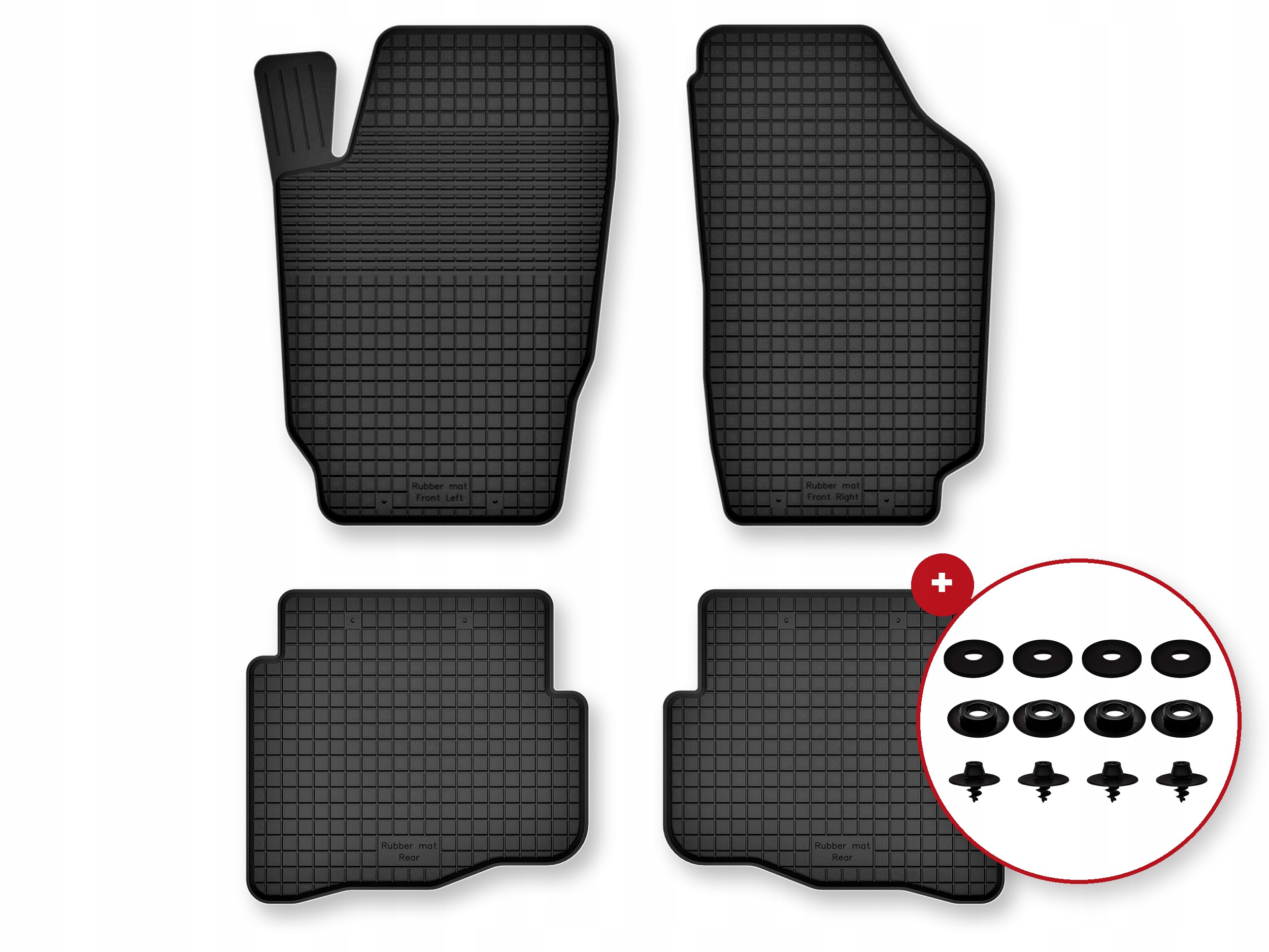 Dywaniki gumowe do Seat Cordoba II 2002-2009 komplet 4 szt. stopery luzem